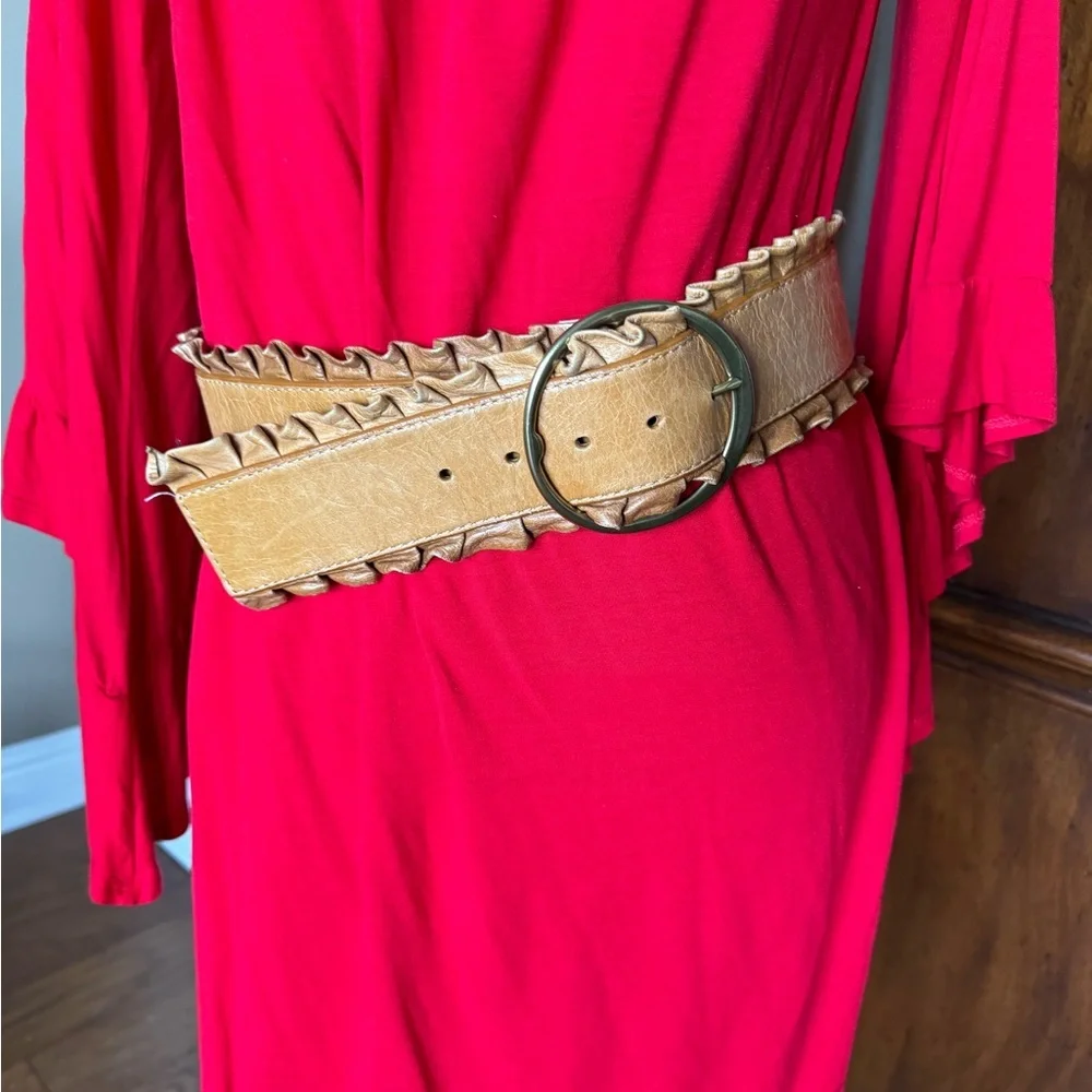 Spirit by Coldwater Creek Leather Ruffle Belt